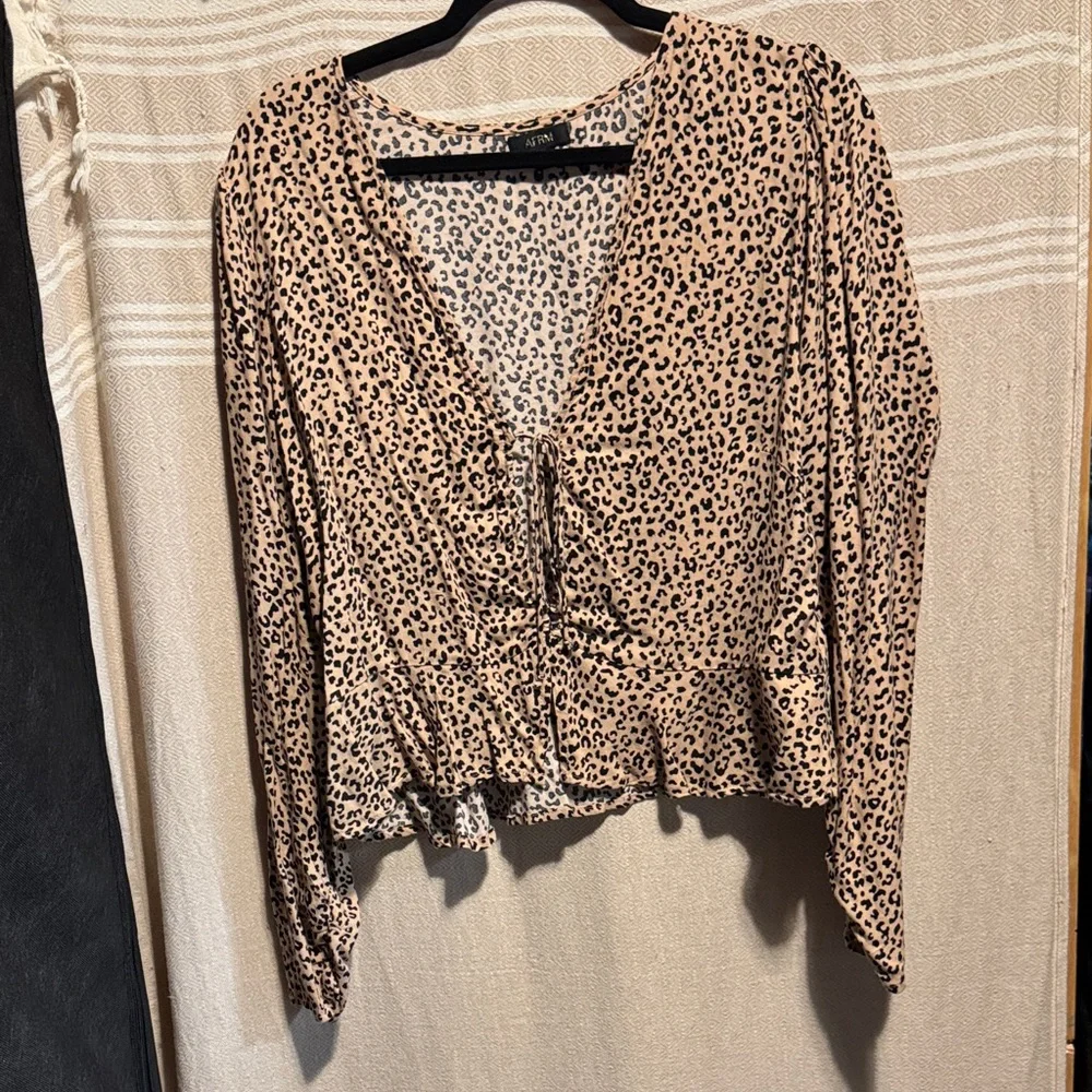 AFRM Tan and Black Animal Print Blouse - Picture 2 of 8